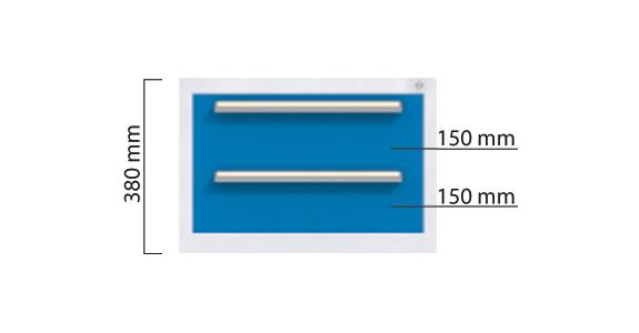 Schubladenschrank 1x120, 1x180, 100% ausziehbar, 380 x 572 x 600 mm