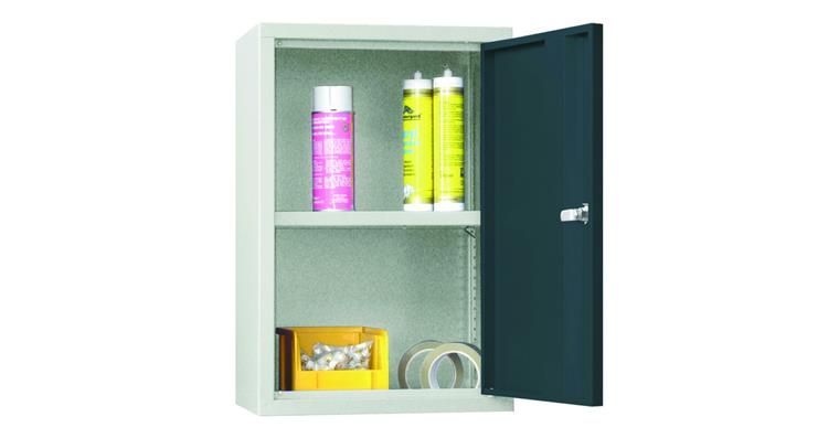 Hang. cab. back pan. smooth sld sh.met. door W400mm RAL7035/7016 anthracite grey