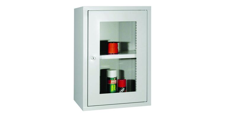 1084847107 Hängeschrank Rückwand glatt Sichtfenstertür B 400mm RAL 7035/7035 lichtgrau