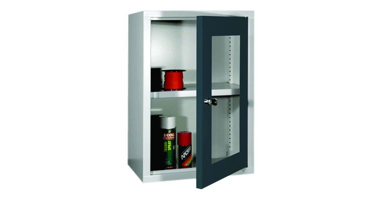 Hängeschrank Rückwand glatt Sichtfenstertür B 400mm RAL 7035/7016 antrazitgrau