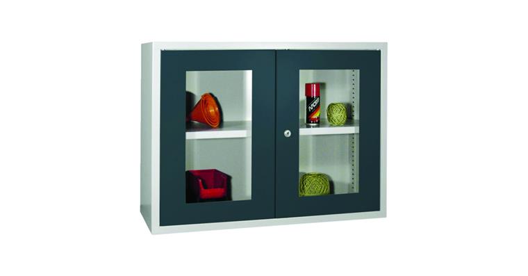 1084847111 Hängeschrank Rückwand glatt Sichtfenstertüren B 800mm RAL 7035/7016 antrazitgrau