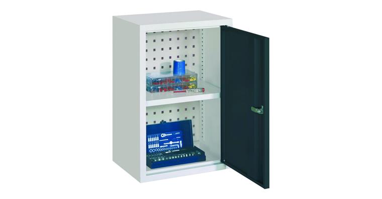 1084847202 Hängeschrank Rückwand gelocht Vollblechtür B 400mm RAL 7035/7016 antrazitgrau