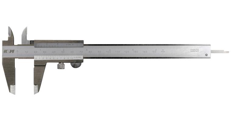 Messschieber 150mm/inch, Feststellschraube, flach