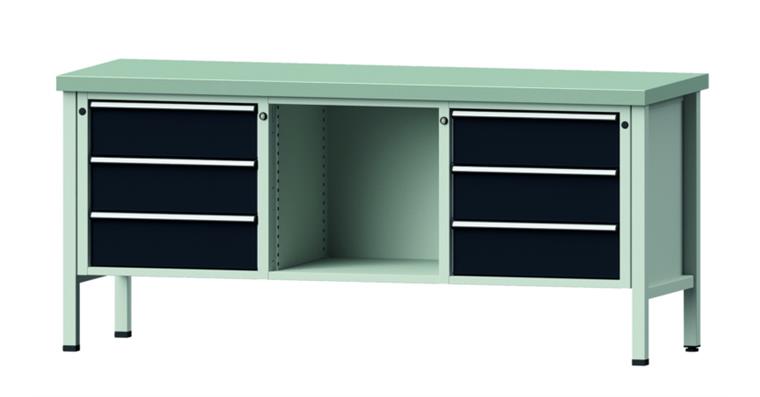 1082075625 Cabinet workbench model 120 V plate w/ sh. st. coat. height 900 mm RAL 7035/7016