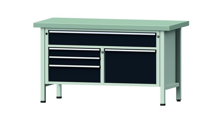 1082075632 Cabinet workbench model 256 V plate w/ sh. st. coat. height 850 mm RAL 7035/7016