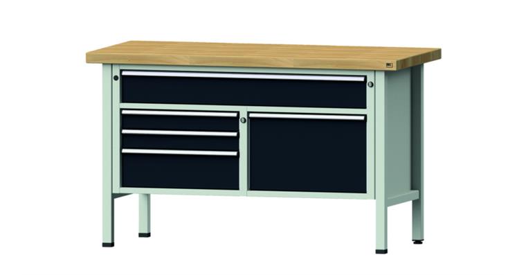 1082075633 Cabinet workbench model 256 V beech solid plate height 900 mm RAL 7035/7016