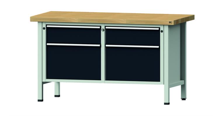 1082075640 Cabinet workbench model 205 V beech solid plate height 850 mm RAL 7035/7016