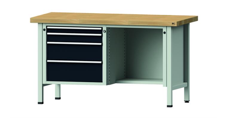 1082075680 Cabinet workbench model 341 V beech solid plate height 850 mm RAL 7035/7016
