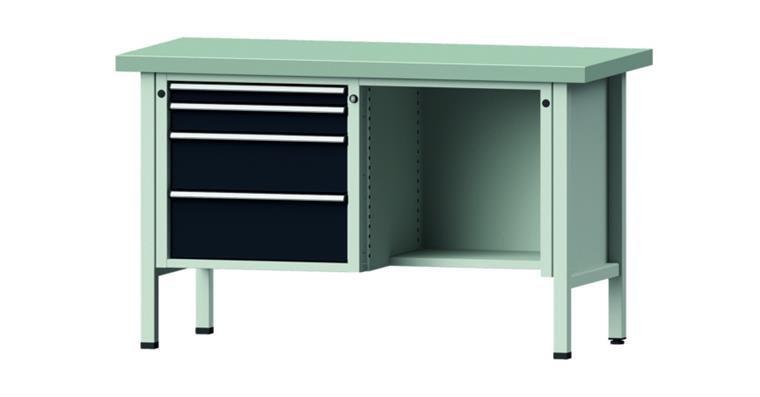 1082075685 Cabinet workbench model 341 V plate w/ sh. st. coat. height 900 mm RAL 7035/7016