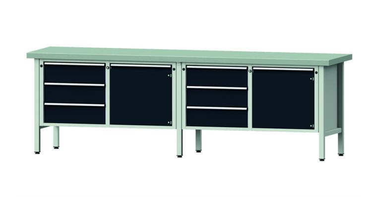 1082076605 Cabinet workbench model 106 V plate w/ sh. st. coat. height 900 mm RAL 7035/7016