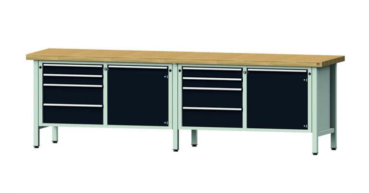 Kastenwerkbank Modell 131 V Buche-Massiv-Platte Höhe 850 mm RAL 7035/7016