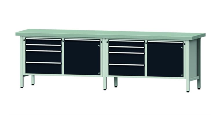 1082076622 Cabinet workbench model 131 V plate w/ sh. st. coat. height 850 mm RAL 7035/7016