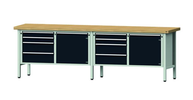 Cabinet workbench model 131 V beech solid plate height 900 mm RAL 7035/7016