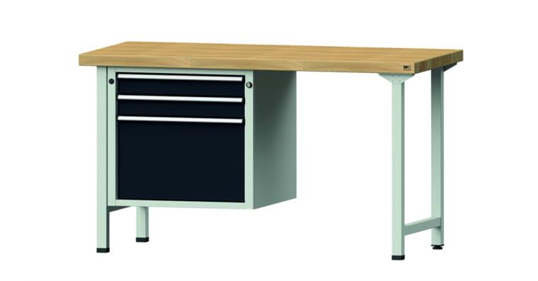 Kombiwerkbank 1500x700x850mm Modell 702V Buche-Massiv-Platte RAL7035/7016