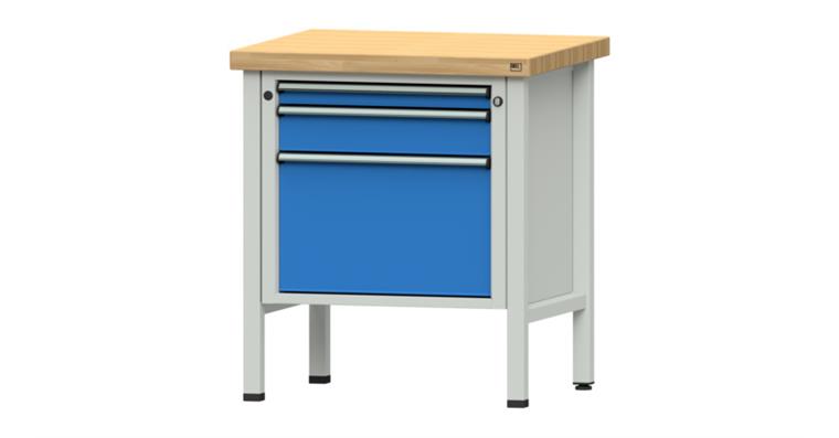 Kastenwerkbank BMP 800x700x900 mm 3 Schubladen 60/120/360 mm RAL7035/5012