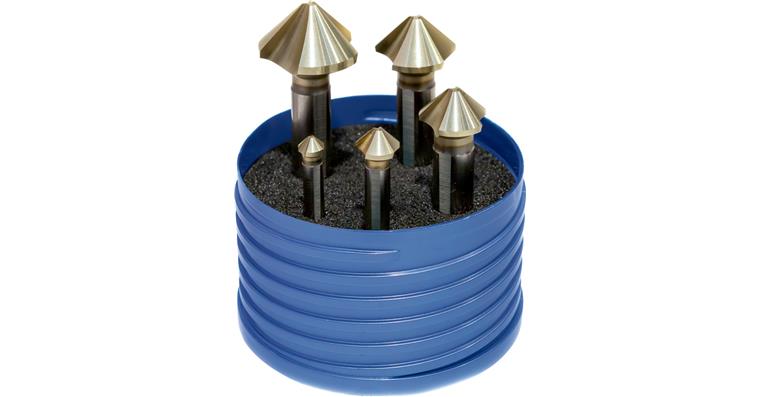 ATORN countersink set, 90°, HSS, extremely unequal pitch 6.3-25.0mm, 3-flat shnk