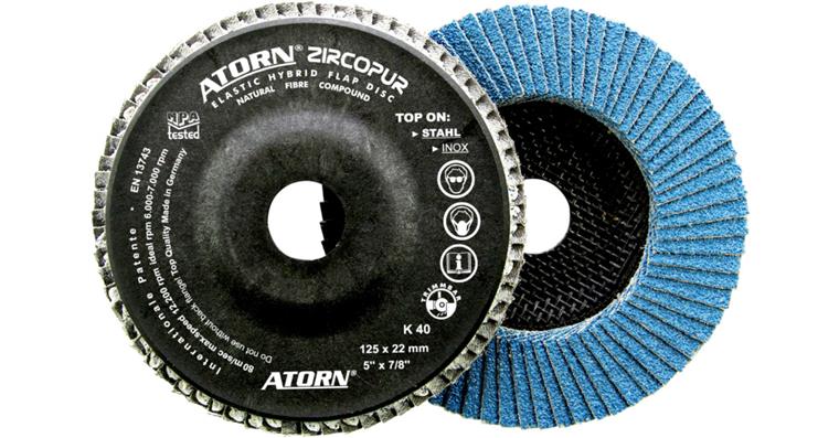 ATORN abrasive flaps Zircopur 115 x 22.2 mm, gr. sz 40 Zirc., nat. fib. carrier