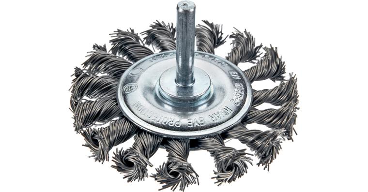 1047601101 ATORN cylinder wire brush, 75 mm dia., shank 6 mm, braided steel wire, 0.50 mm