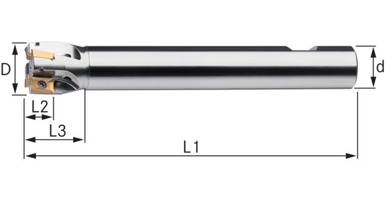 ATORN Schaftfräser für WSP Z=4 lang 25,0x150 mm Schaft D=20,0 mm DIN1835B