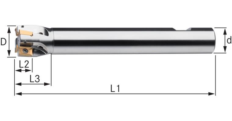 ATORN Schaftfräser für WSP Z=1 lang 10,0x150mm Schaft D=16,0mm DIN1835B