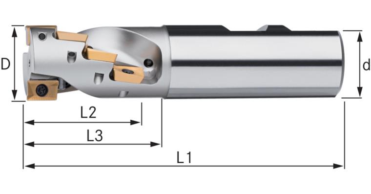 ATORN Schaftfräser 90 Grad Innenkühlung 20,0 mm Z=2, Schaft DIN 1835B