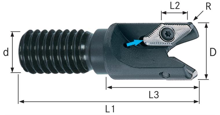 ATORN Aufschraubfräser für VPGT1604 25,0mm mm Gewindeschaft M12 Z=2