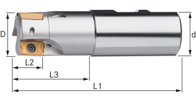 ATORN Schaftfräser für Wendeschneidpl. IK Z=2 25,0x200mm Schaft D=25mm DIN 1835B