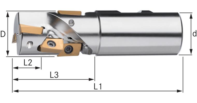 ATORN Schaftfräser 90 Grad mit Innenkühlung 40,0 mm Z=2 Schaft D 32 mm DIN 1835B