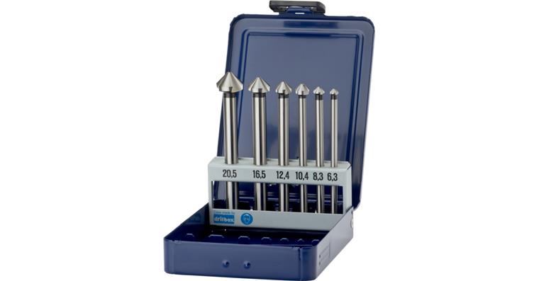 ATORN countersink set, 90°, HSS, long, 6.3/8.3/10.4/12.4/16.5/20.5 mm