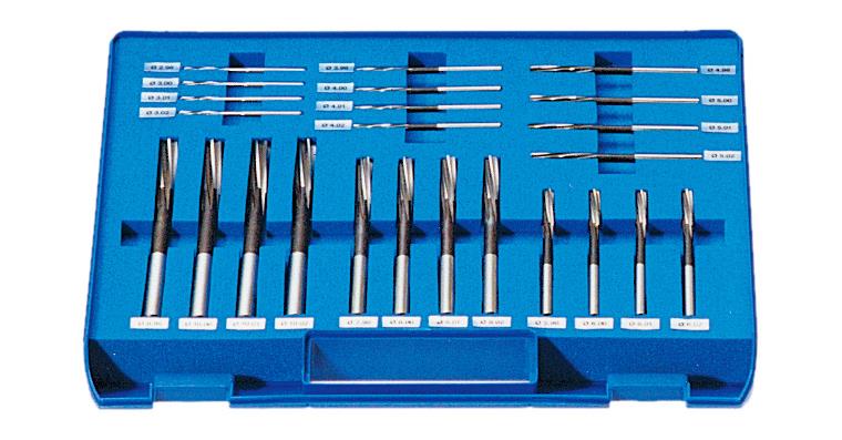 ATORN 1/100 machine reamer set, HSSE, DIN 212, 2.98 - 10.02 mm, 0 - 0.003 mm