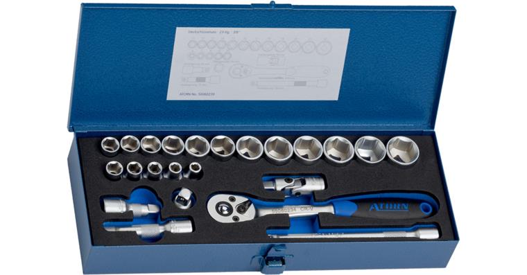 1051173101 ATORN 3/8 inch hexagon socket set, 22 pieces