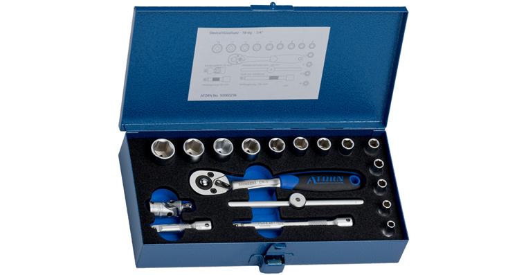 ATORN 1/4 inch hexagon socket set, 18 pieces