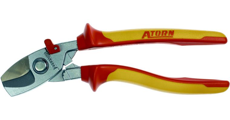 ATORN VDE cable shears, 220 mm, chrome-plated head, 2-component grips
