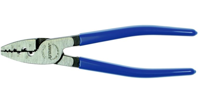 ATORN wire end ferrule pliers, 180 mm, pol. head, grips PVC-dipped, 0.25-16 mm²