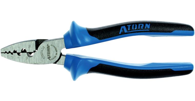 ATORN wire end ferrule pliers, 180 mm, pol. hd, 2-component handles, 0.25-16 mm²