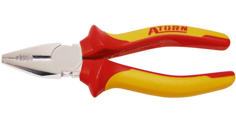 ATORN VDE combination pliers 160 mm, chrome-plated, 2-component grip