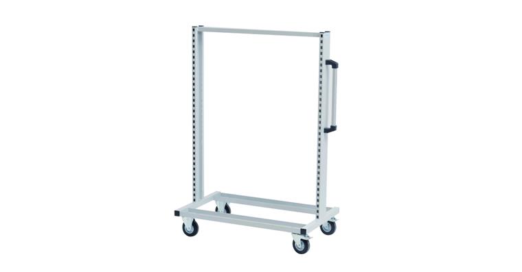 CNC equipment trolley 990x610x1450 mm empty with bottom tray shelf RAL 7035/7016