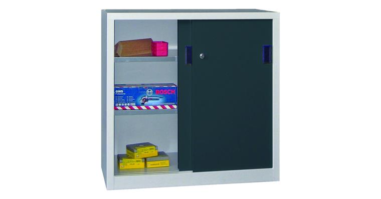 Slid door cab, solid sheet metal doors H 1000 x W 1000 x D 400 mm RAL 7035/7016