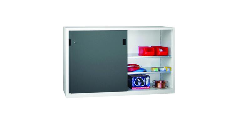 Slid door cab, solid sheet metal doors H 1200 x W 2000 x D 500 mm RAL 7035/7016