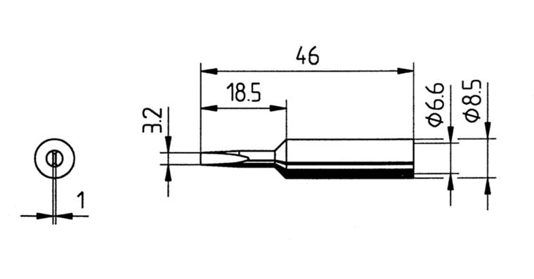 Replacement soldering tip ED LF chisel-shaped 3.2 mm for soldering station 70052