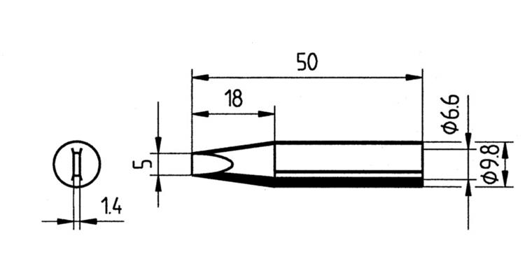 Replacement soldering tip VD LF chisel-shaped 5.0 mm for soldering station 70052