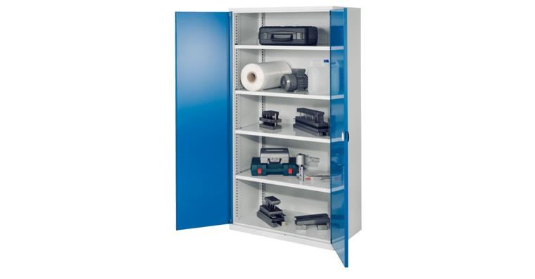 Heavy-duty cab. H1950xW1000xD600mm 4 shelves with sld sh metal doors 7035/5010