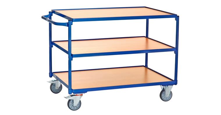 Table trolley load surf. size 1000x700 mm load capacity 300 kg 3 shelves