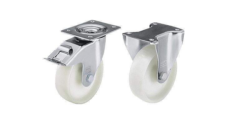 Swivel and fixed castors polyamide dia. 180 mm overall height 225 mm