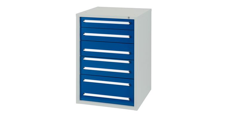 Schubladenschrank H1028 x B722 x T700mm 5 Schubladen RAL7035/5010