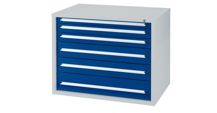 Drawer cabinet H800 x W1,022 x D700 mm 6 drawers RAL7035/5010