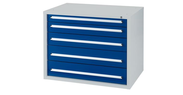 Drawer cabinet H800 x W1,022 x D700 mm 5 drawers RAL7035/5010