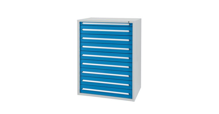 Schubladenschrank H1328 x B1022 x T700mm 9 Schubladen RAL7035/5012