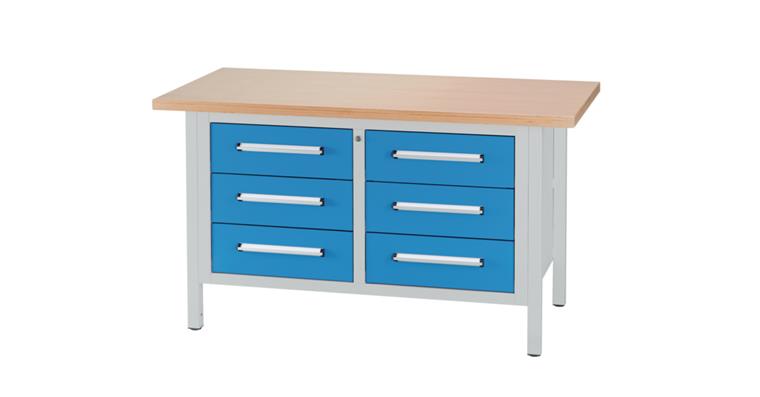 1082000151 Cabinet workbench W1500XD750XH840mm 6 drawers RAL7035/5012