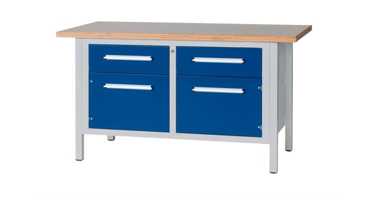 1082000221 Cabinet workbench W1500XD750XH840mm 2 drawers 2 doors RAL7035/5010